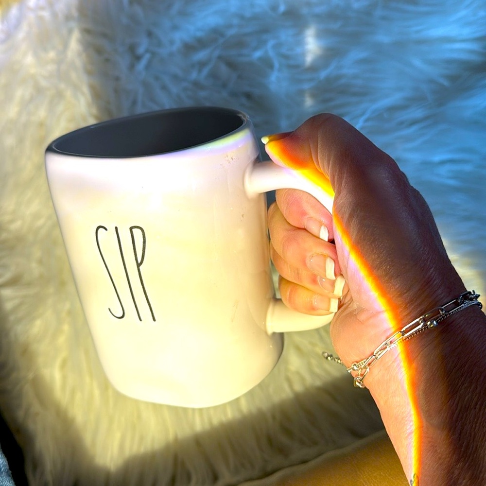 322.  Rae Dunn White Ceramic Mug with 'SIP' Text